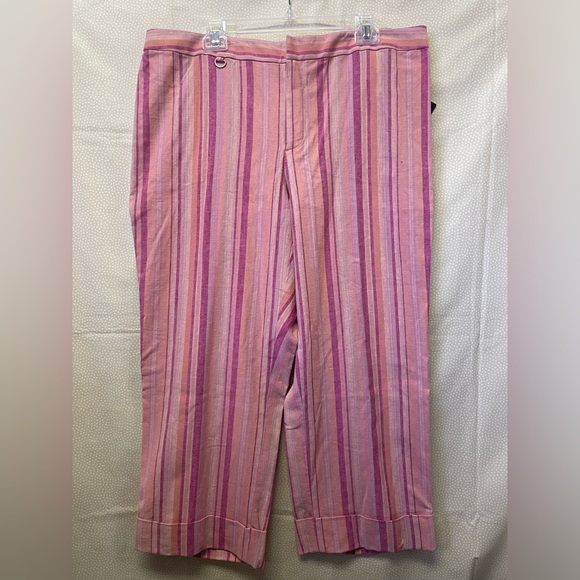 Studio by Liz Claiborne Striped Pink Flowy Wide Leg Pants NWT 18W - Picture 1 of 8